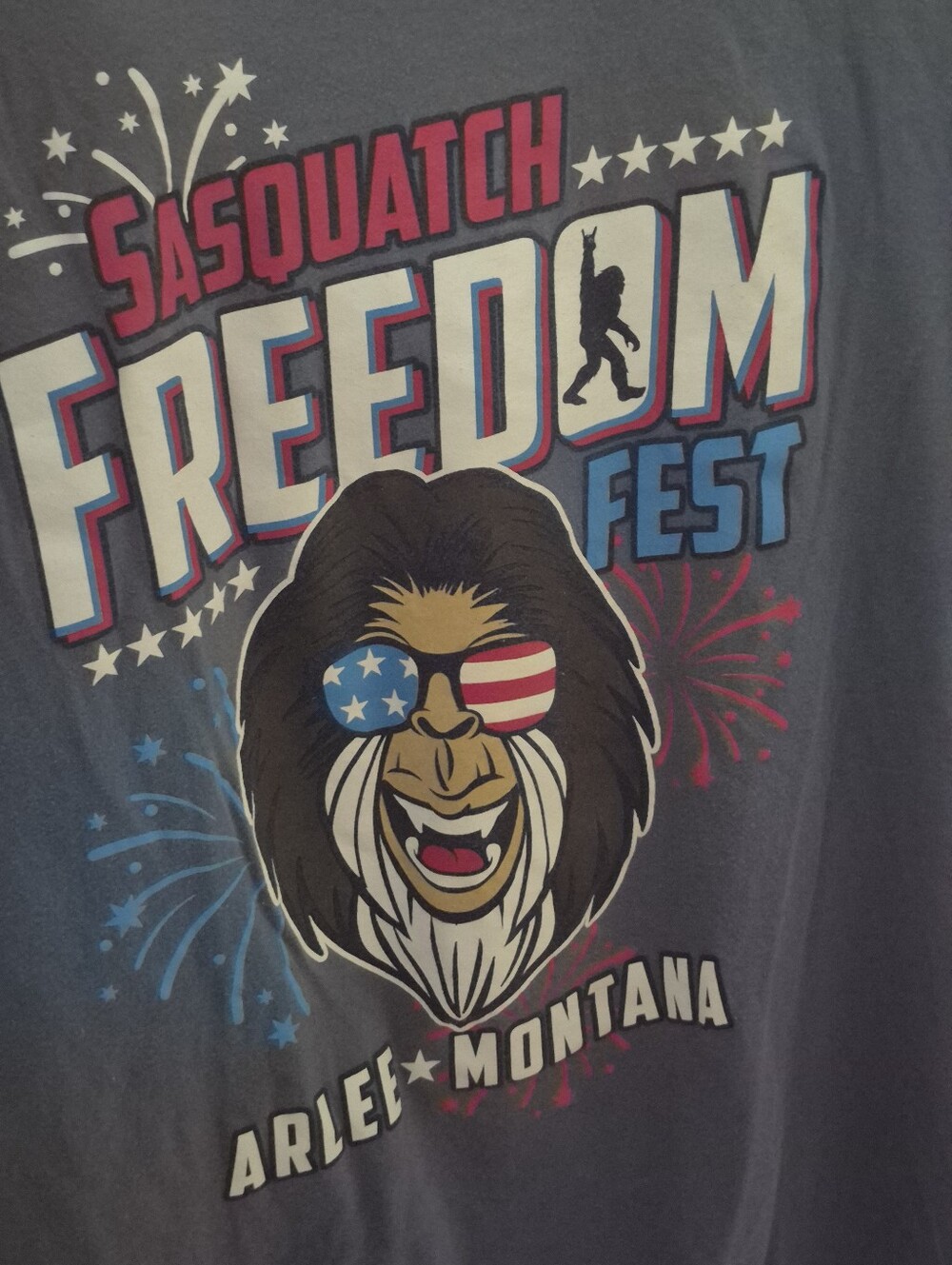 Sasquatch Freedom Fest Graphic Tee - Gray with Red, White & Blue